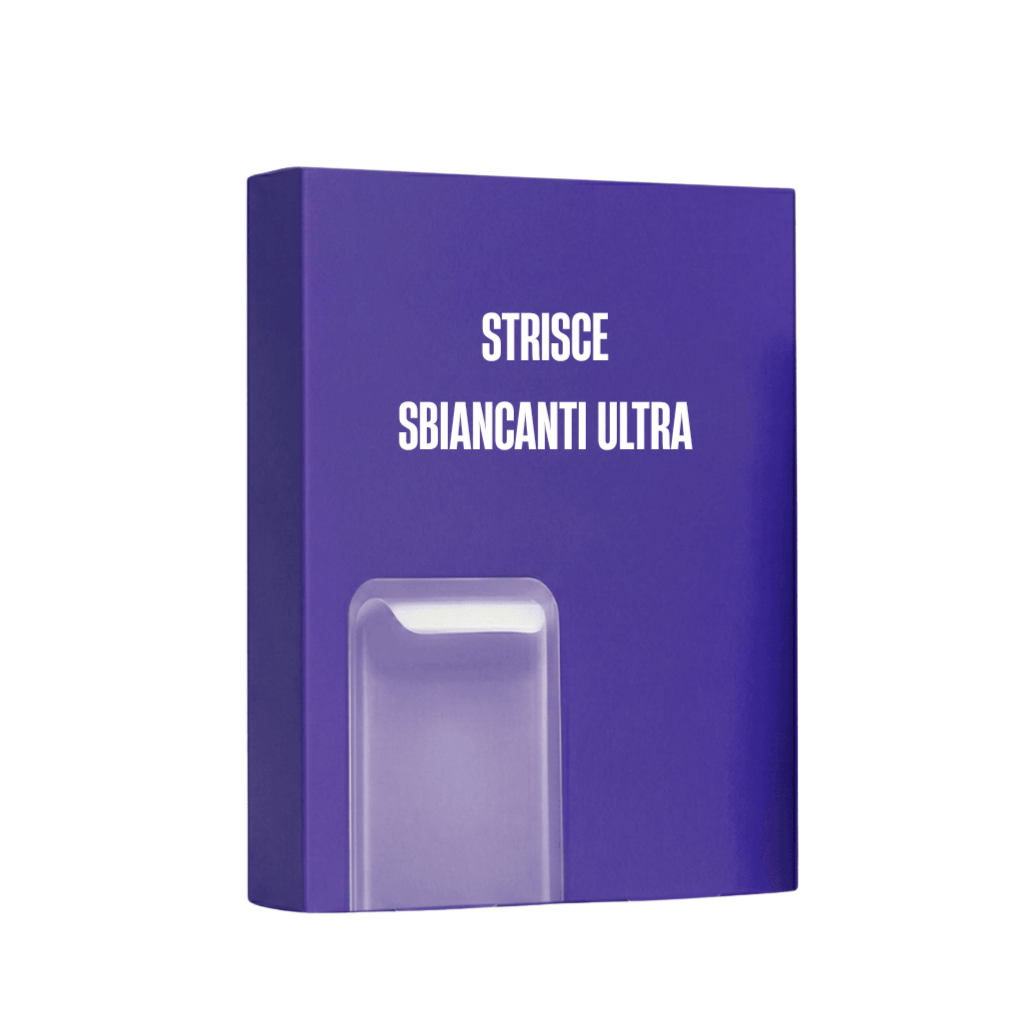 Scatola di Strisce sbiancanti ultra per il sorriso luminoso e curato, parte della routine di self-care.
