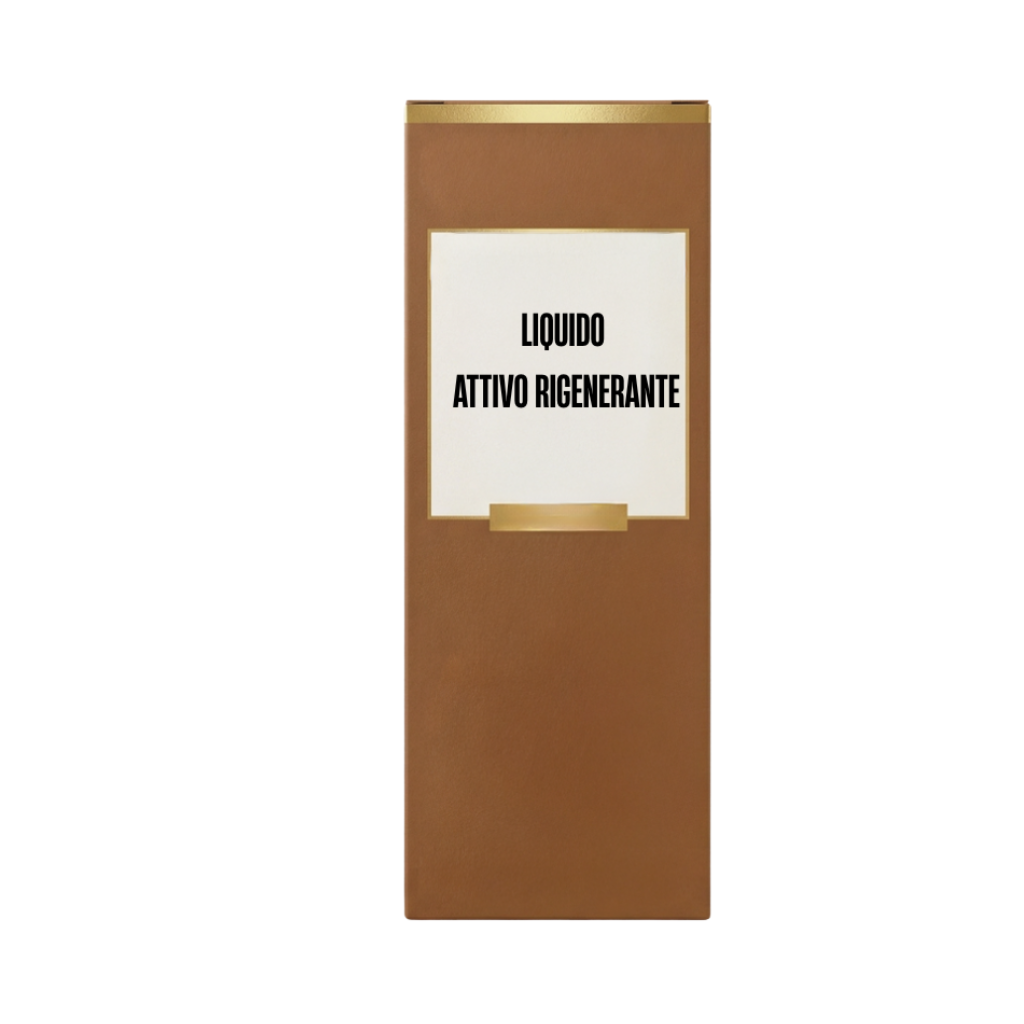 Liquido attivo rigenerante in confezione elegante per la cura della pelle.