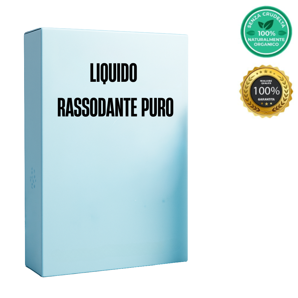 Packaging of Liquido Rassodante Puro, featuring organic certification and quality guarantee.