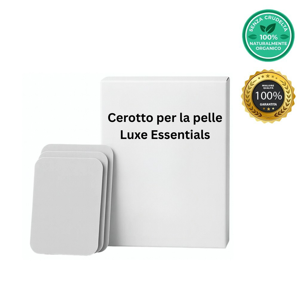 Cerotto per la pelle Luxe Essentials in confezione con cerotti per il skincare quotidiano.