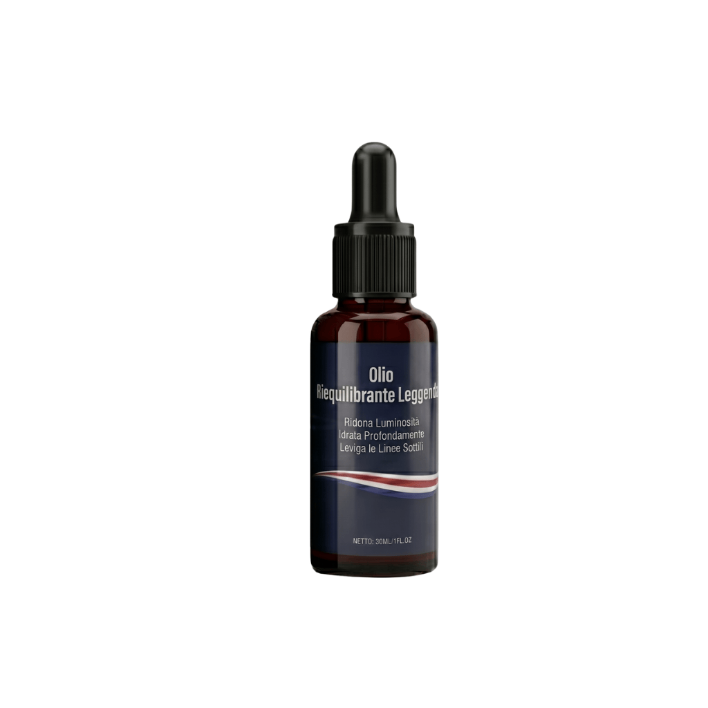 Flacone di Olio Equilibrante Legend per la cura della pelle, nutriente e levigante per un aspetto sano.