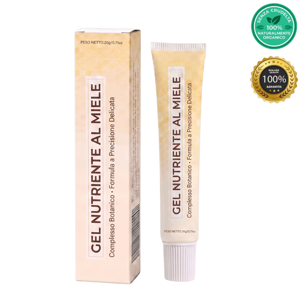 Gel Nutriente al Miele in tube, crema leggera per pelle fresca e idratata, 20g.