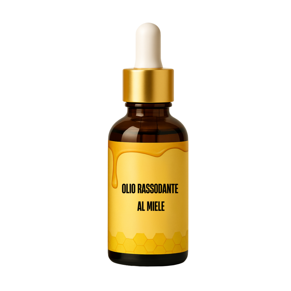 Flacone di Olio Rassodante al Miele Premium per la cura della pelle, nutriente e idratante.