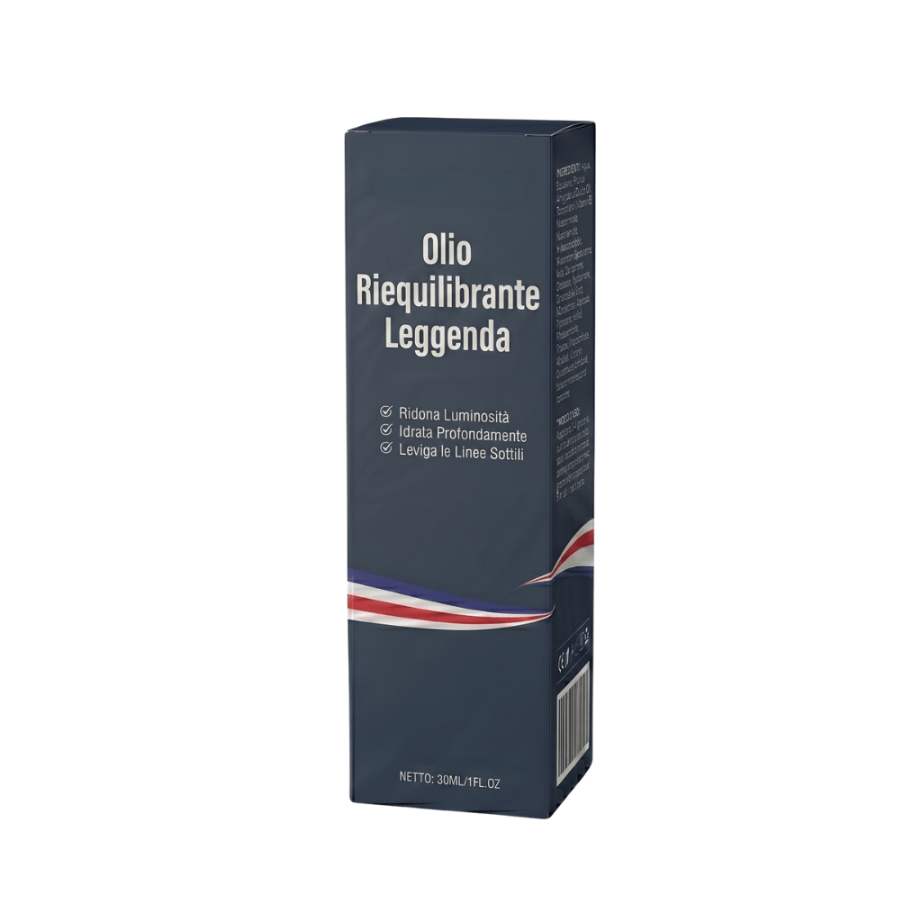 Olio Equilibrante Legend in packaging, designed for daily skin care, promoting a smooth and healthy appearance.