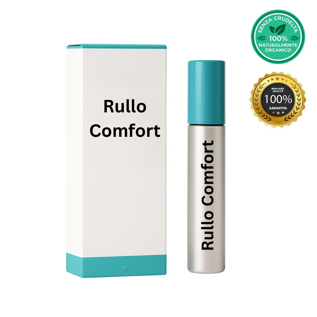 Rullo Comfort skincare roller in packaging designed for radiant and soothing skin care.