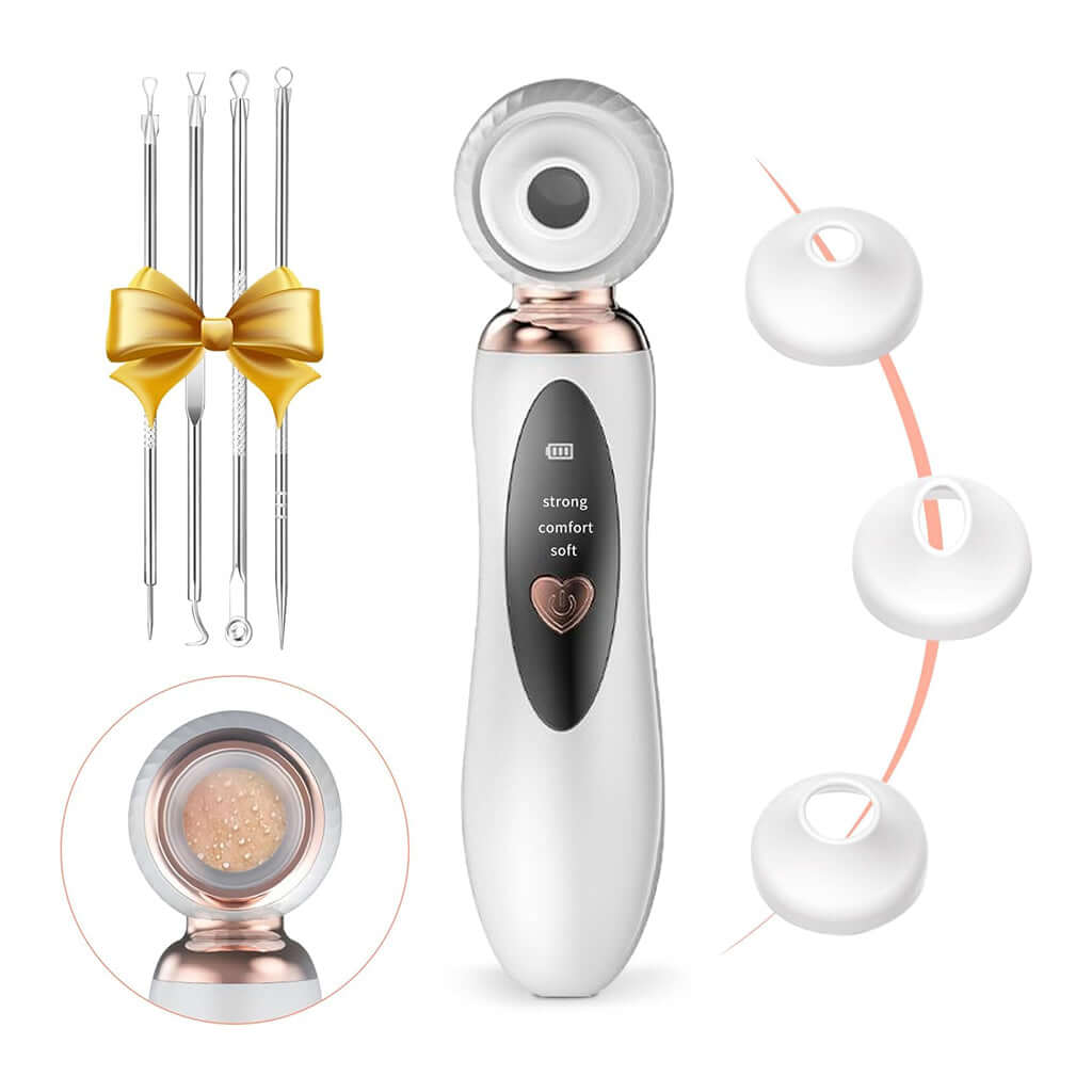 Pura Neve – Aspiratore Punti Neri Ricaricabile con testine in silicone e strumenti per la pulizia.