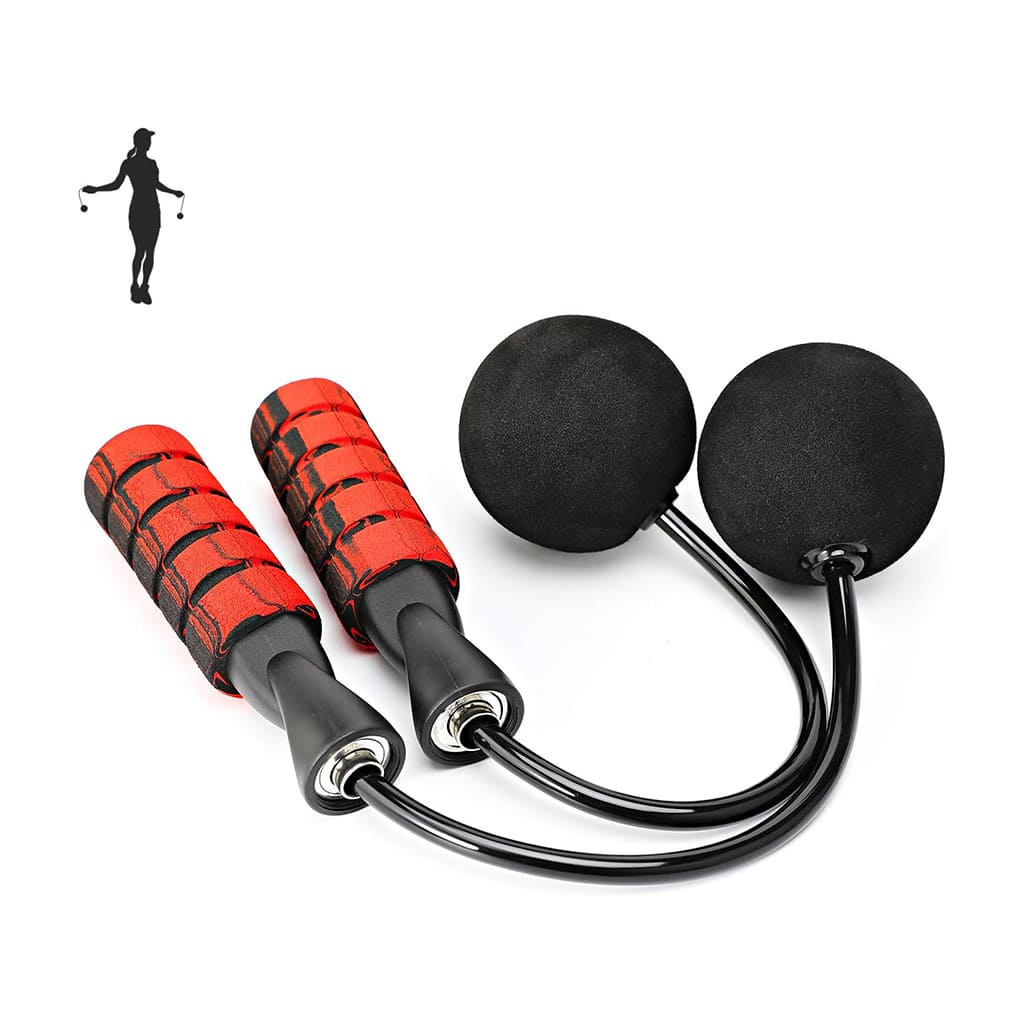 Pura Neve FlowRope trainer with red handles and black balls, designed for effective indoor cardio workouts.