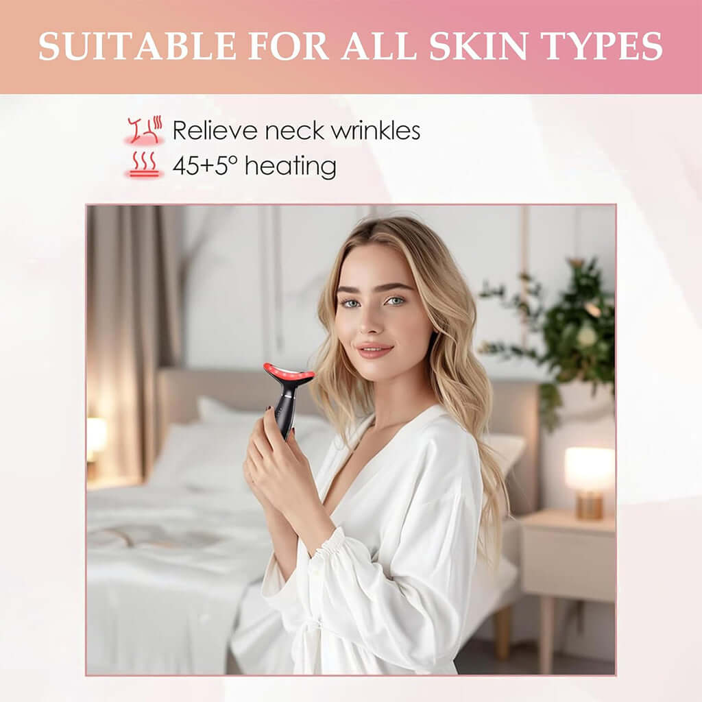 Pura Neve – Massaggiatore Rassodante Viso e Collo utilizzato per il sollievo delle rughe del collo.