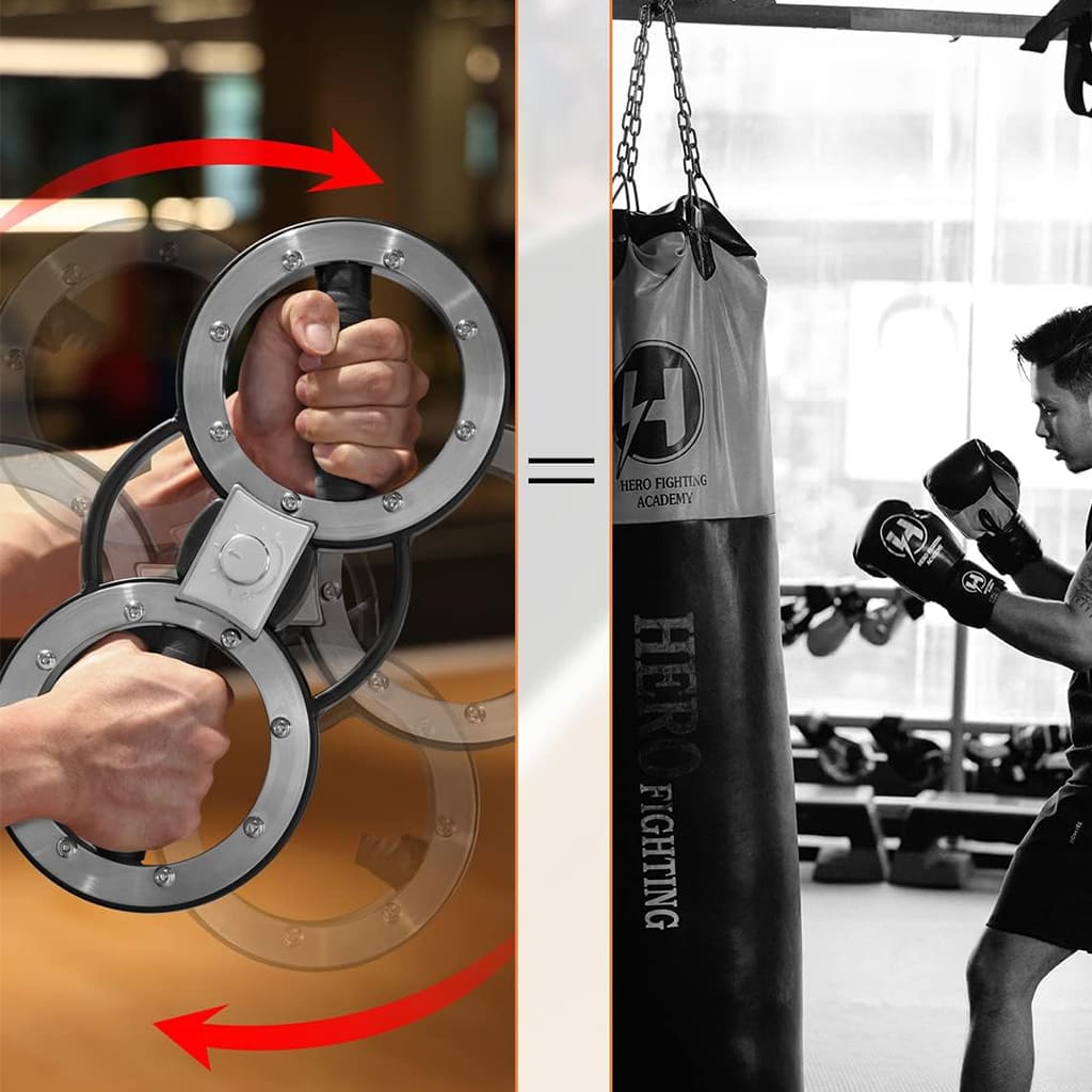 Pura Neve SpinForm mostra il design rotante per rinforzare avambracci e spalle durante l'allenamento.